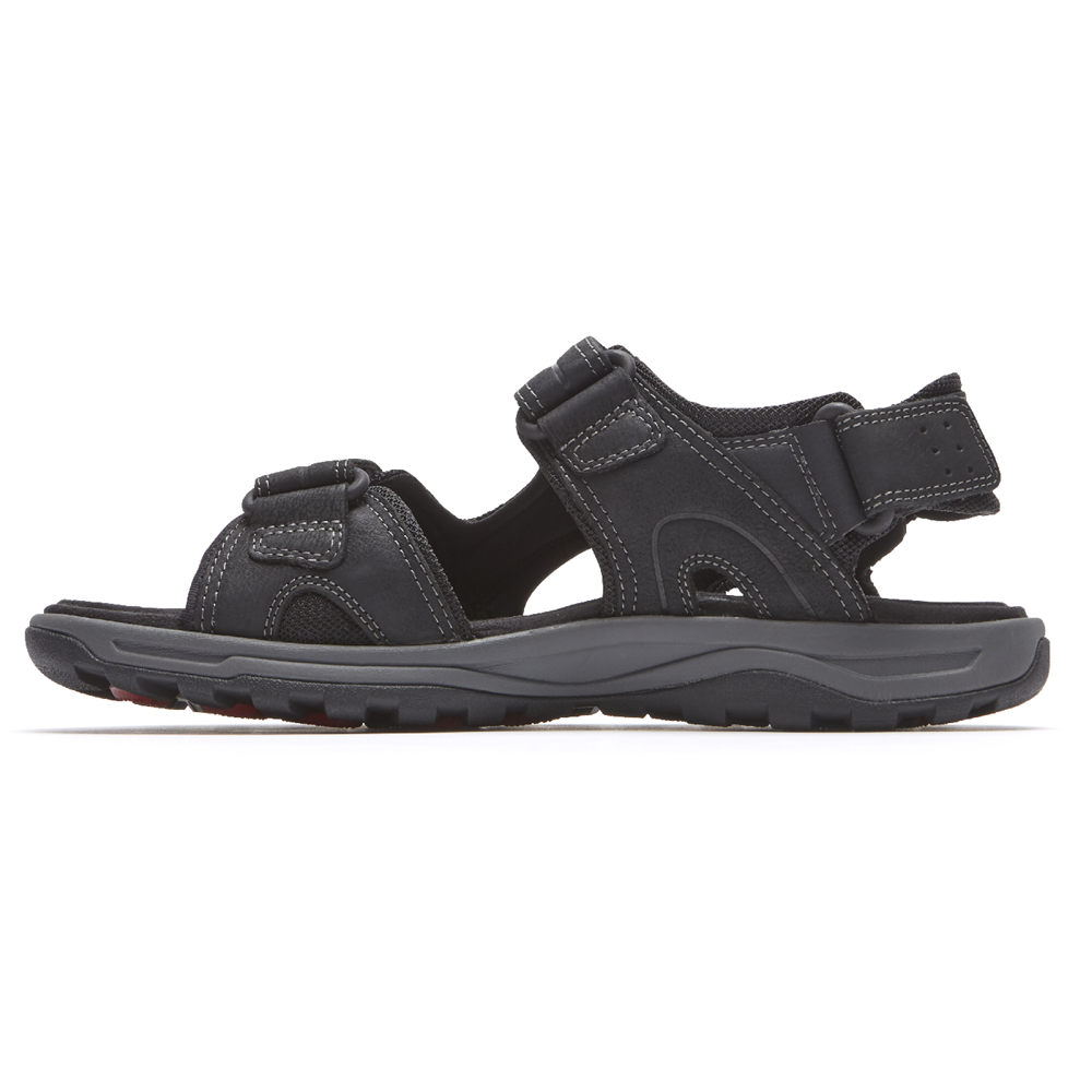 Rockport Sandals For Mens Black - Trail Technique Adjustable Velcro - BC0679134